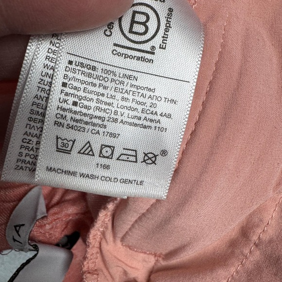 Athleta Shorts Womens Size 10 Pink 100% Linen Drawstring Beachy Chino Summer - Picture 4 of 7